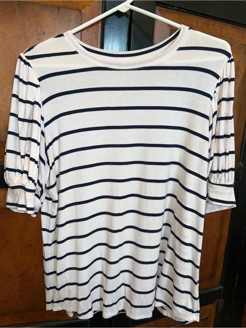 Striped Navy and White Women's Boatneck Top
